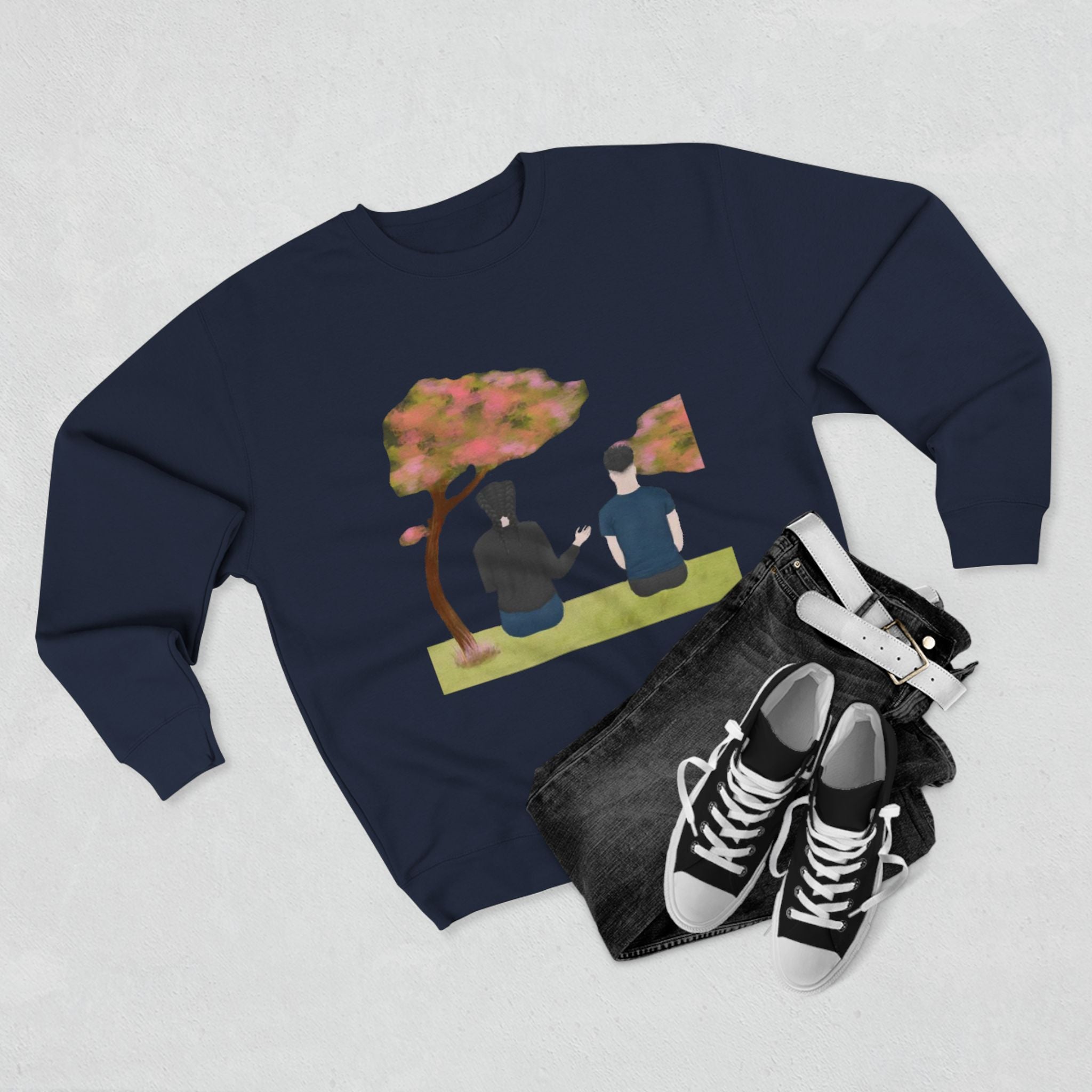 Parents with Children in Fall | Unisex Crewneck Sweatshirt